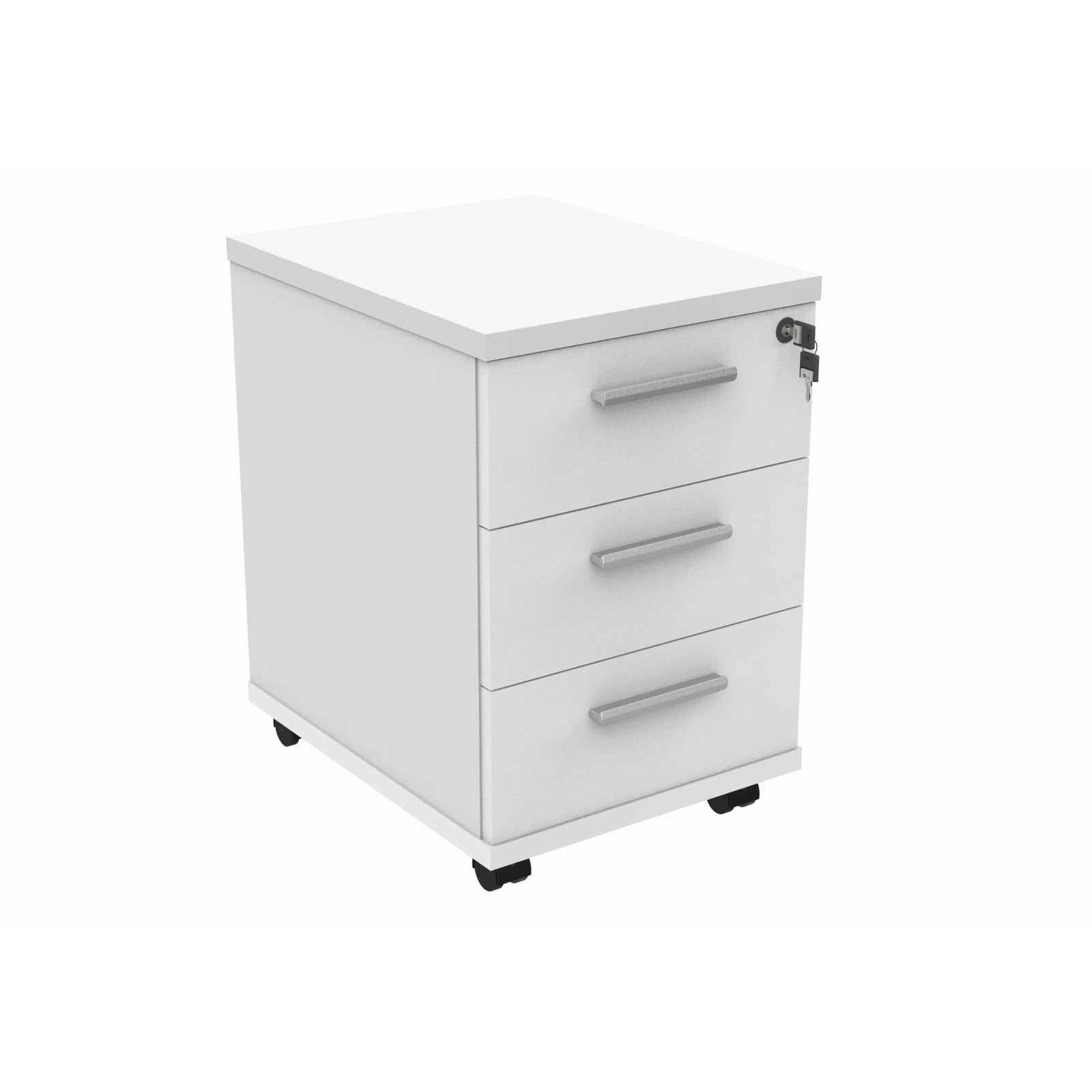 Dulap Mobil  cu 3 Sertare, Închidere cu Cheie și Roți, Alb – 63 × 48 × 40 cm - detaliu produs
