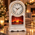 Ceas de Masă Premium cu Șemineu Decorativ, Efect de Flacără și Jar – 25 × 14 × 40 cm
