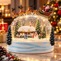 Glob Decorativ de Crăciun Premium cu Moș Crăciun în Sanie, Efect de Ninsoare, Lumină LED și 8 Melodii –25 x 28 cm