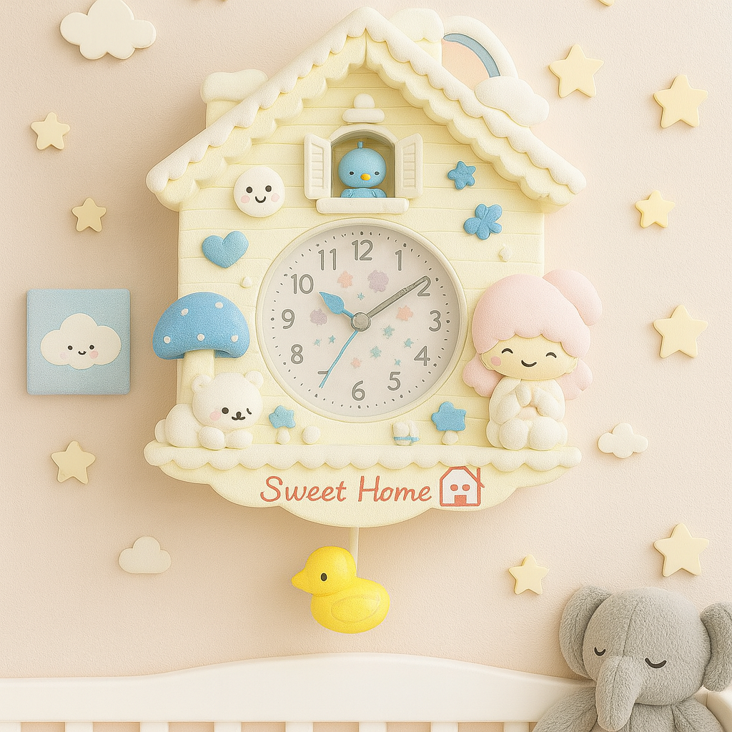 Ceasuri decorative de perete pentru camera copiilor – modele Sweet Home si Welcome Home (36 x 30 cm)