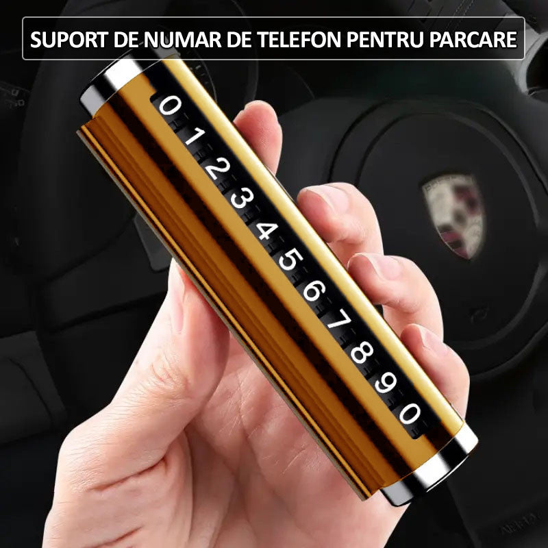 Suport numar de telefon pentru parcare auto, lipire cu banda dublu adeziva, ajustarea numerelor prin sistem de glisare