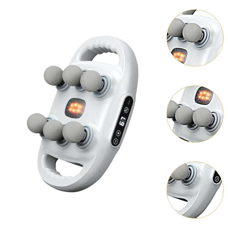Aparat de masaj cu 6 capete, functionare silentioasa, ecran LED, alb