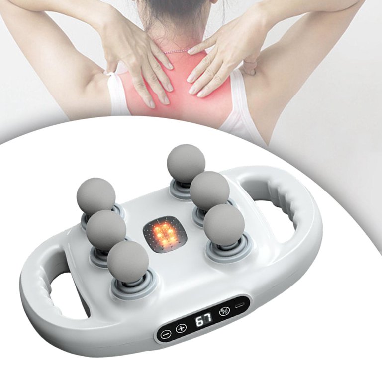 Aparat de masaj cu 6 capete, functionare silentioasa, ecran LED, alb