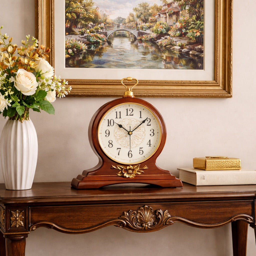 Ceas de masa decorativ cu design vintage elegant 31x35 cm