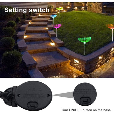 Set 2 x Lampa solara fibra optica RGB, 7 LED, model floare