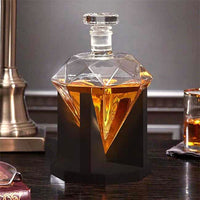 Set decantor in forma de diamant, suport din lemn, materiale de calitate, 850 ml - imagine 4