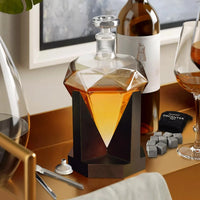 Set decantor in forma de diamant, suport din lemn, materiale de calitate, 850 ml - imagine 3