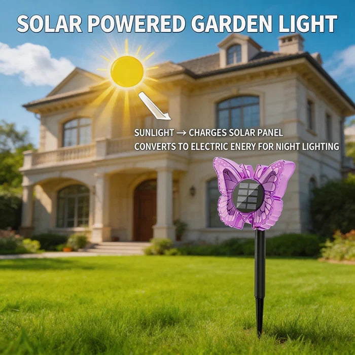 Set 2 Lampi Solare LED Fluture RGB 37cm Montaj Perete Sol IP65 5W 4 Culori - imagine principala