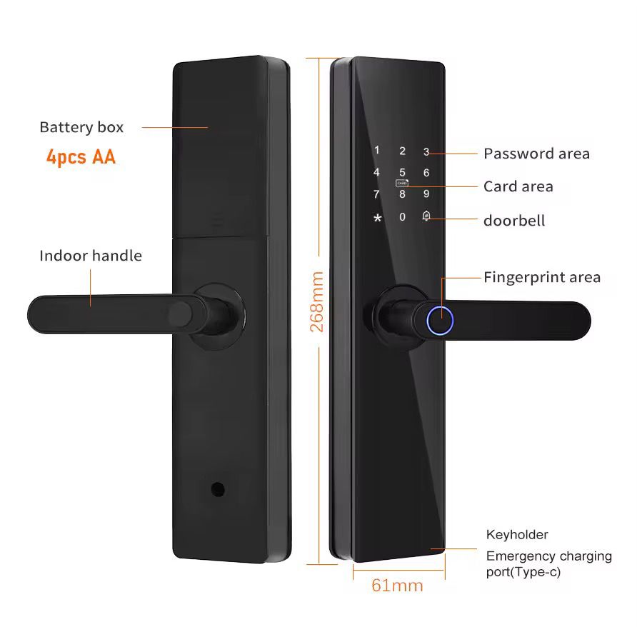 Cerradura Security Intelligent Incuietoare Inteligenta Usa Biometrica Amprenta Digitala Parola - detaliu produs
