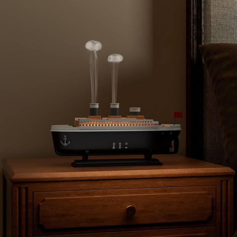 Umidificator de aer si difuzor, 6 lumini, capacitate 250 ML, functionare silentioasa, 2 moduri vaporizare, Negru