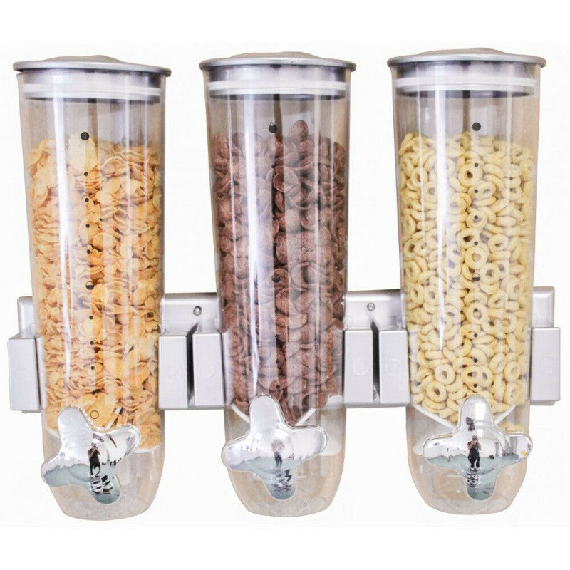 Dozator cu 3 recipiente, pentru cereale, 50x11x31cm, alb