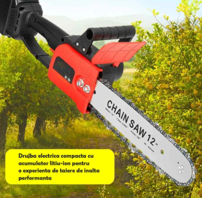 Drujba electrica cu lant 12 inch, cu 2 Acumulatori, 48V, Lithium, 4800rpm, 305mm