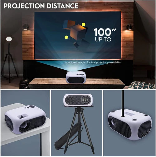 Videoproiector portabil, FULL HD, cu LED-uri, 1200 lumeni, mini proiector, 2000:1, galben