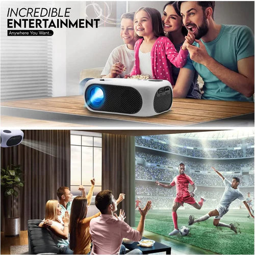 Videoproiector portabil, FULL HD, cu LED-uri, 1200 lumeni, mini proiector, 2000:1, galben