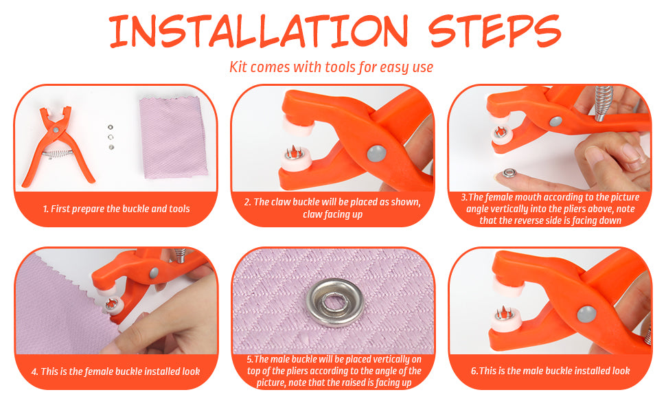 Cleste de mercerie pentru montat capse cu 50 de capse incluse