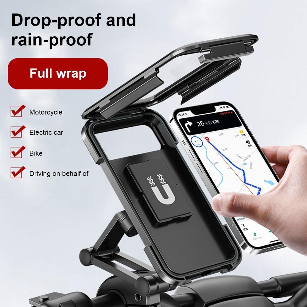 Suport telefon waterproof pentru Bicicleta, Magnet puternic, Secure Grip, Rotire 360°, Adjustable Features, Smart Design, Hands-free, Negru