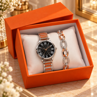 Set Cadou Elegant pentru Femei – Ceas de Mână și Brățară cu Pietre Strălucitoare, Design Modern și Rafinat, Cutie Cadou Inclusă - detaliu produs
