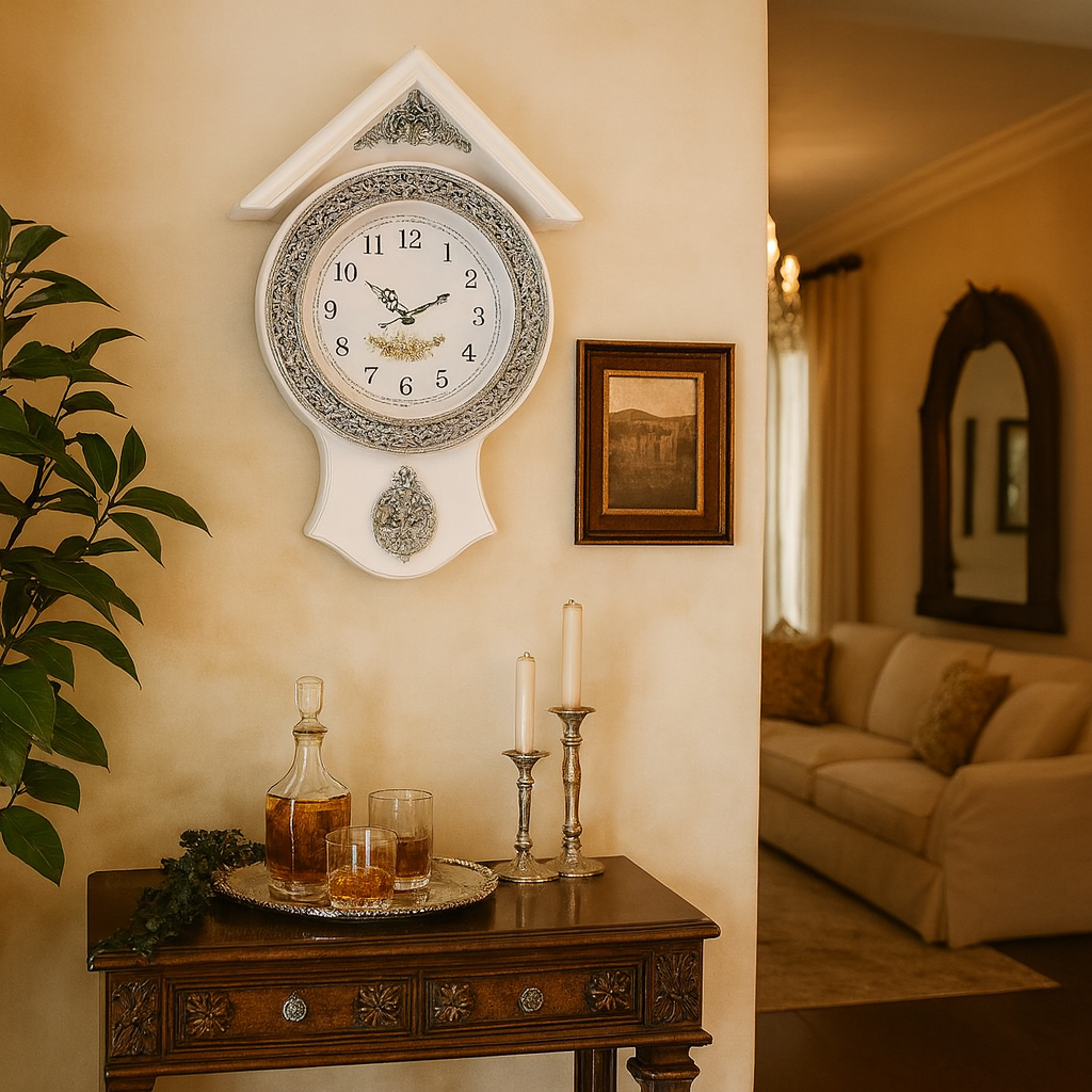 Ceas de perete cu pendul, model casuta, design elegant 30 x 50 cm