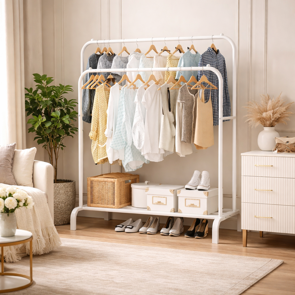 Suport dublu de umerase pentru haine, din metal 150 x 110 x 54 cm