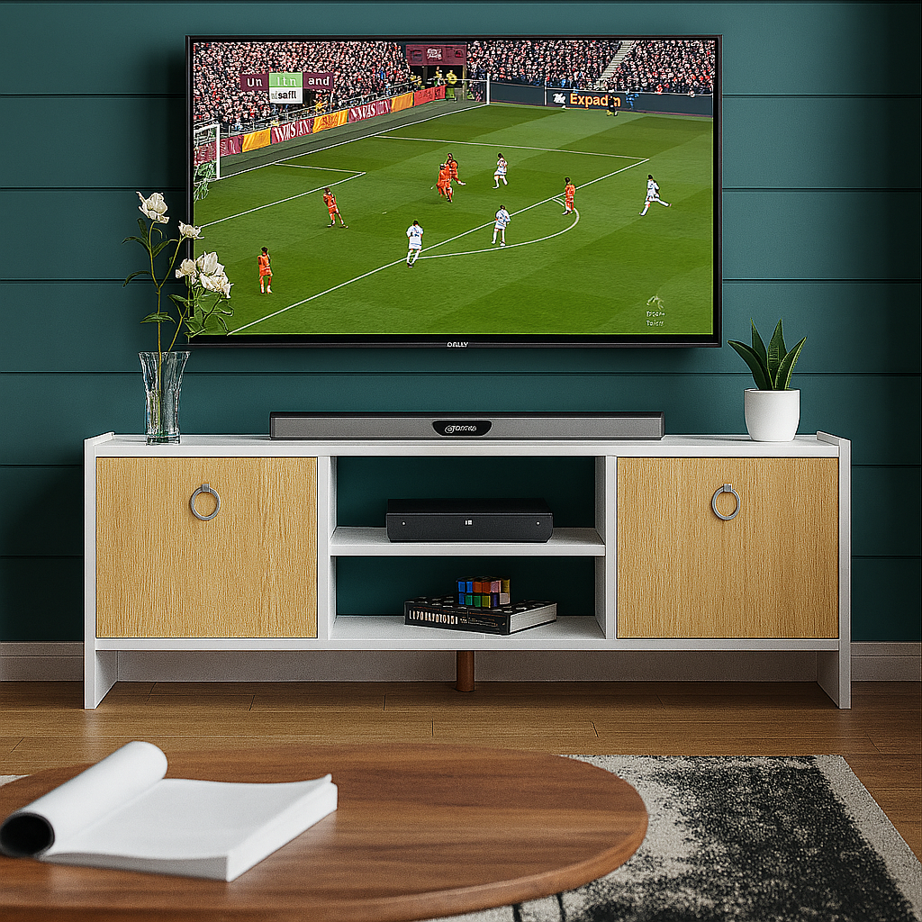 Comoda TV cu 2 usi, design modern, 120 x 29 x 43 cm