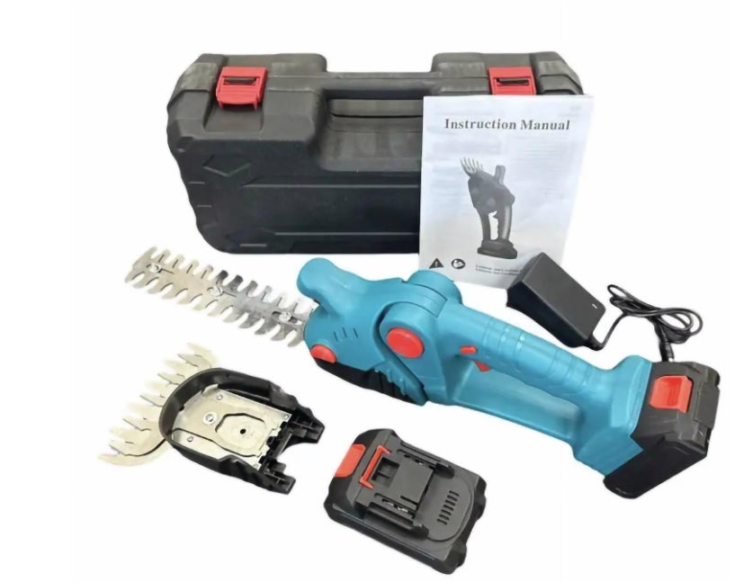 Foarfeca electrica 2 in 1 pentru gradina  cu 2 acumulatori de 36V pentru tuns iarba, gard viu sau arbusti
