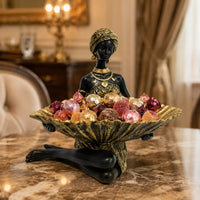 Statuetă Decorativă Femeie cu Tavă – Rășină Finisată, 25 × 21 cm - imagine principala