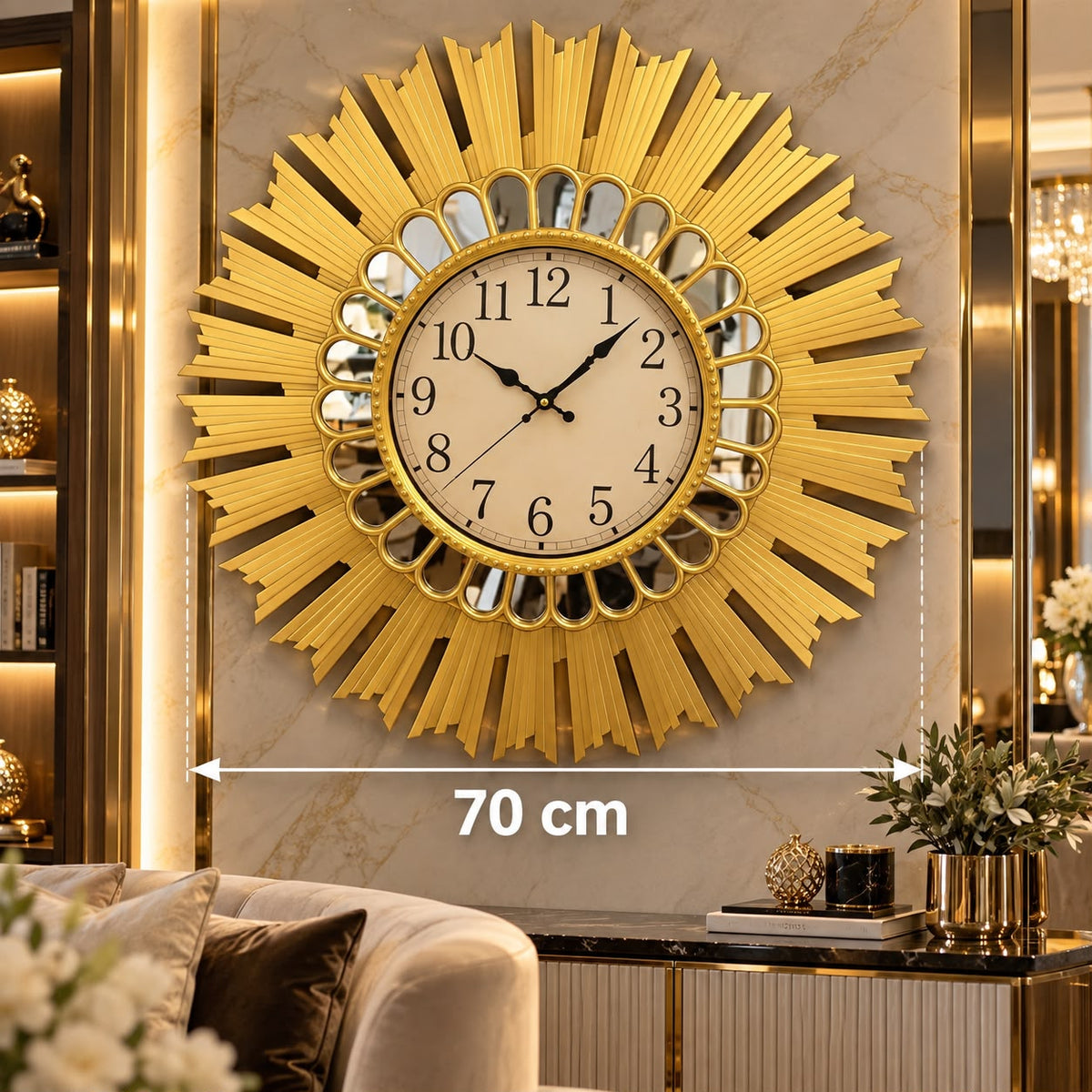 Ceas de Perete Decorativ Premium Design Elegant Mecanism Quartz 70 cm - imagine 4