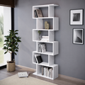 Biblioteca zig-zag din PAL 80x25x190,2 cm, cu 6 rafturi, pentru carti si decoratiuni