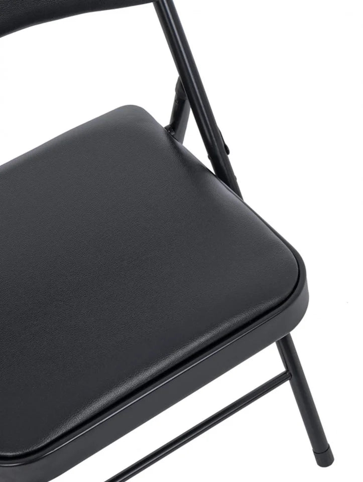 RESIGILAT - Scaun pliabil tapitat piele ecologica/material textil, cadru metalic 42x42x78 cm