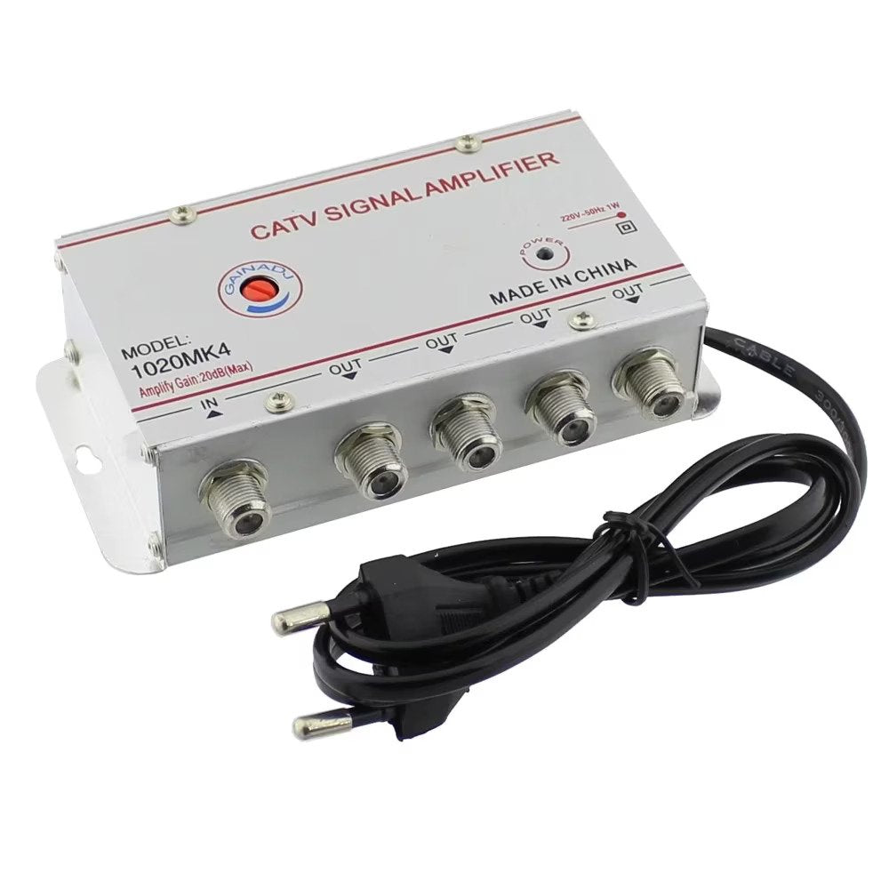 Amplificator de semnal TV cu 4 iesiri + Splitter TV pentru cablu coaxial, 2 Iesiri, 5-1000 MHz, metalic