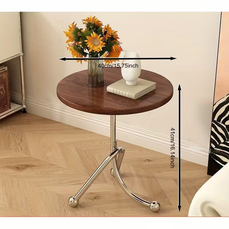 Masuta laterala moderna cu blat rotund si picioare metalice cromate – Design elegant pentru living 40 x 40 x 51 cm