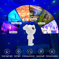 Proiector LED  in forma de astronaut cu sunete si lumini, stickere autoadezive, conexiune Bluetooth - imagine 7