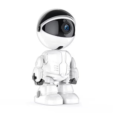 Camera de supraveghere smart, Robot, cu functie Baby Monitor, si cu rotire 360 grade, Full HD 1080P, Wireless Audio Video, IP, Night Vision, Detectarea miscarilor, Two-Way Audio, Alb