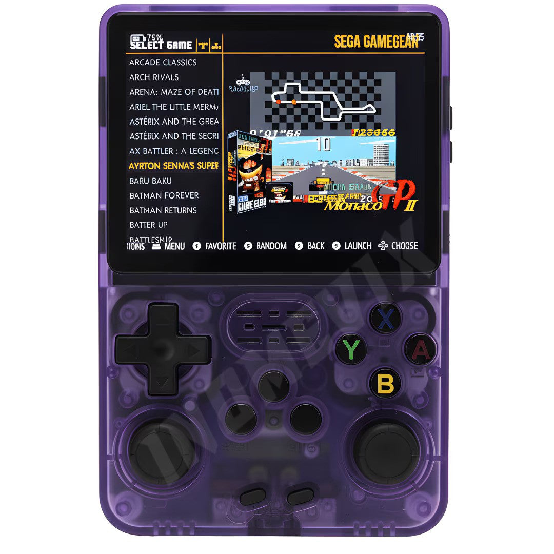 Consola de jocuri portabila R36S, ecran IPS 3.5 inch, 640x480, 64GB, Violet