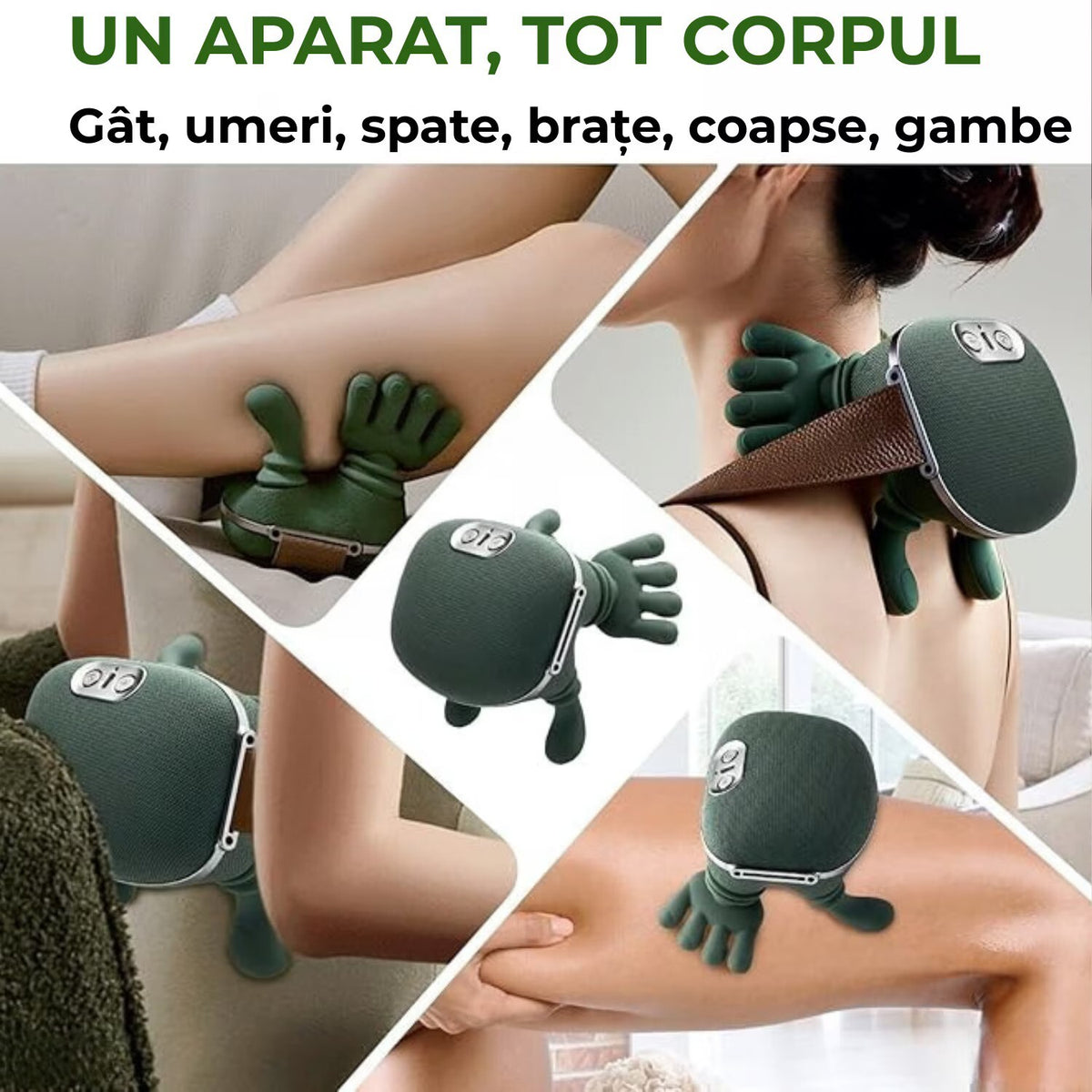 Aparat Masaj Cervical Multifunctional, 4D, 3 Intensitati, 2 Trepte Caldura 40/45°C, Wireless, Autonomie 70 min