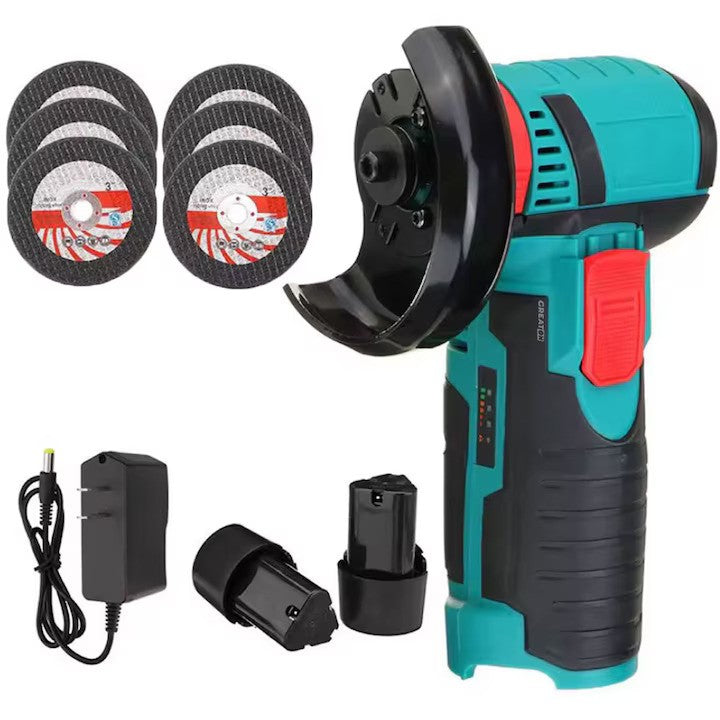 Mini Polizor unghiular portabil cu 1 sau 2 acumulatori si 6 discuri, 24V