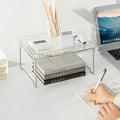 Organizator pliabil pentru bucatarie, sistem de stivuire, picioare inox, 29 x 21 x 16 cm, transparent