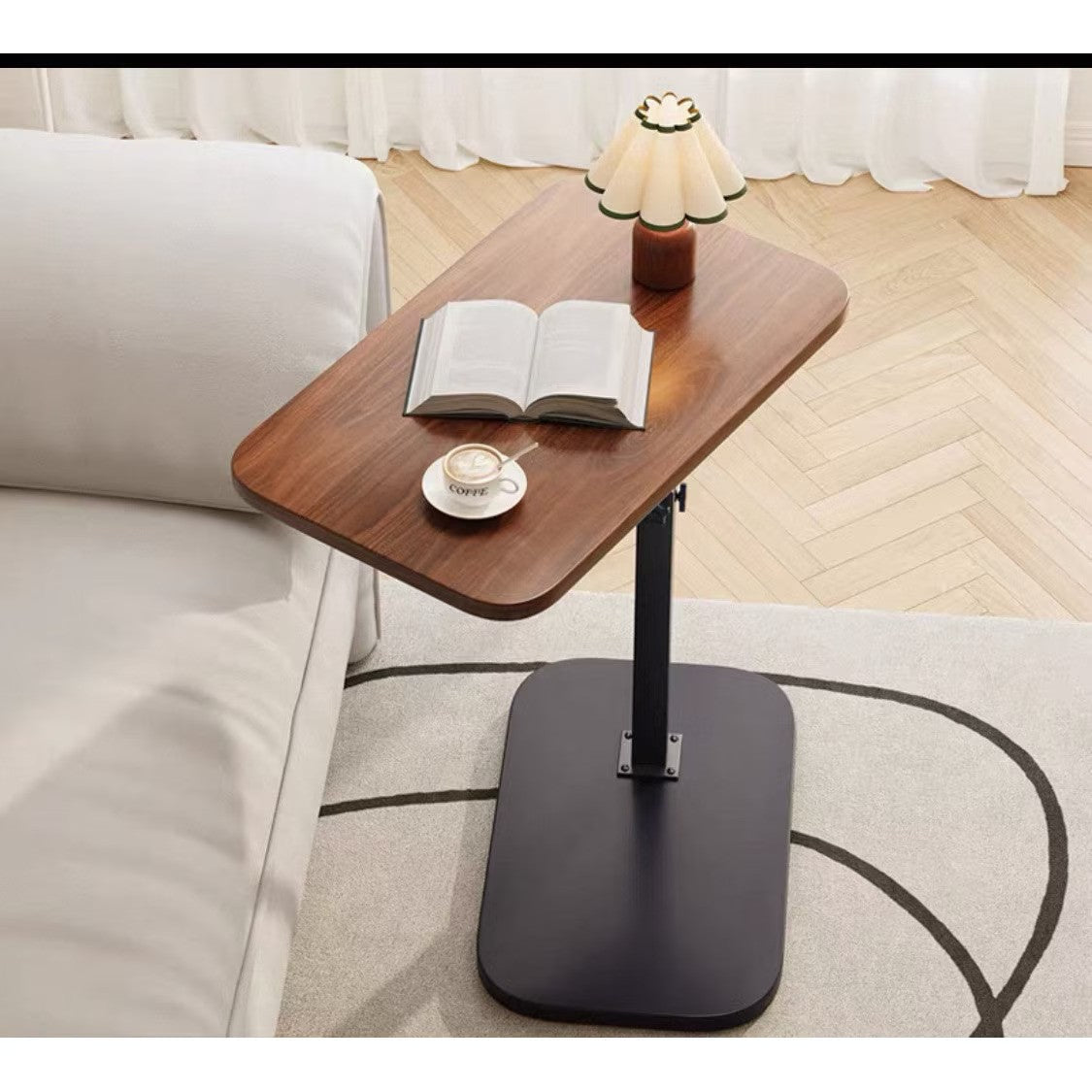 Masa multifunctionala cu blat rotativ din lemn 40x30 cm cu cadru metalic Inaltime reglabila pana la 80 cm