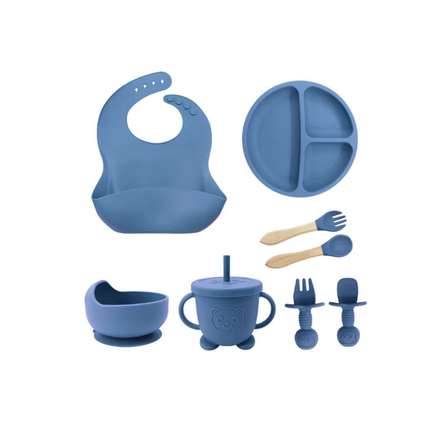 Set hranire bebelusi  8 piese, termorezistente, silicon, fara BPA, pliabile, usor de curatat