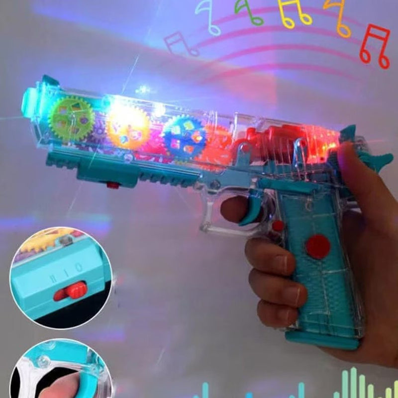 Pistol de jucarie cu sunete şi lumini, carcasa transparenta
