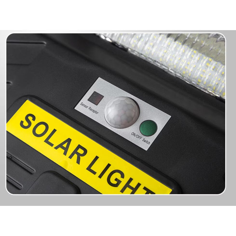 Lampa Solara Stradala, Dreptunghiulara 600W cu 12 Celule Telecomanda si Suport Metalic, Lumina Puternica