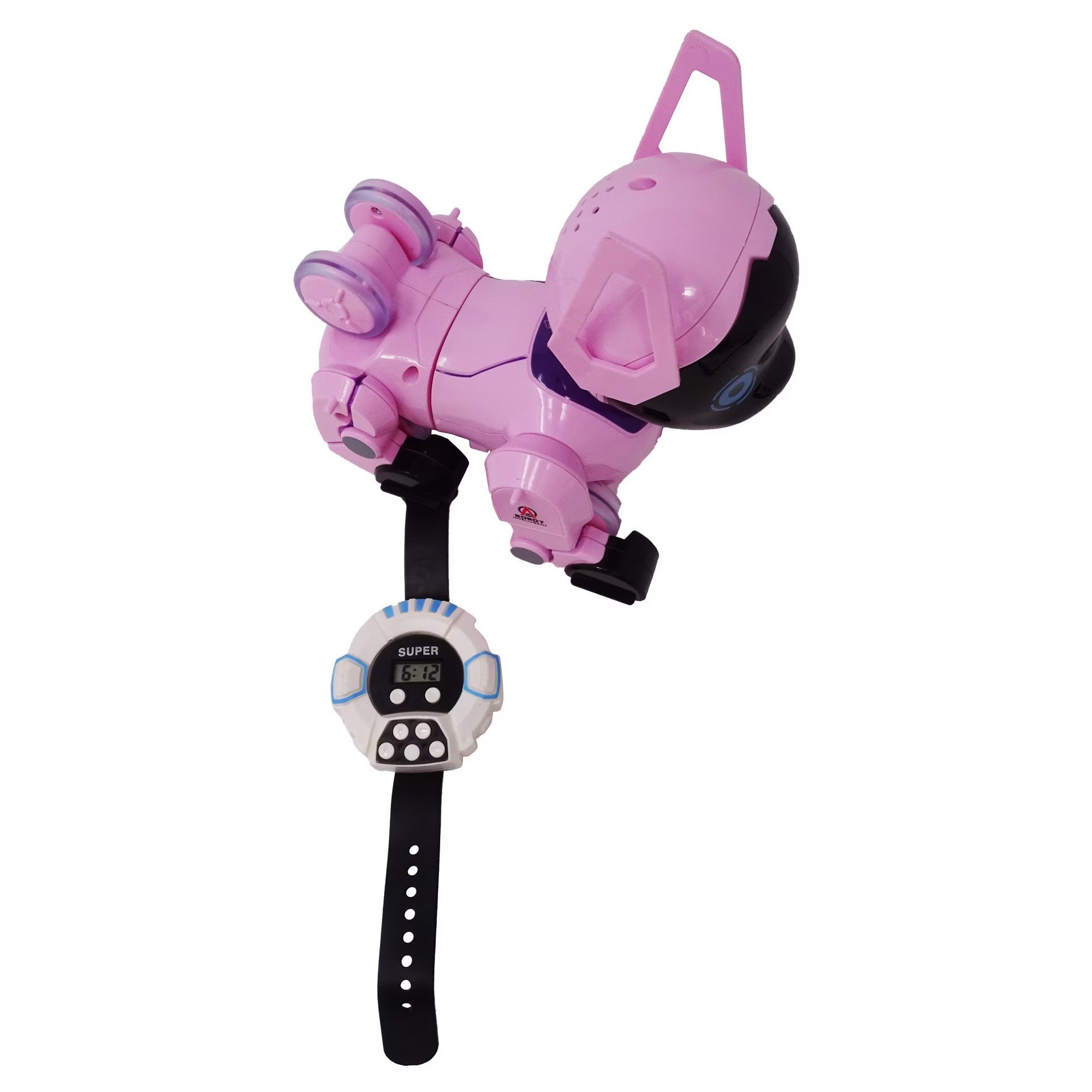 Robot Catelus Smart cu telecomanda ceas, cantece, lumini, rotire 360 de grade