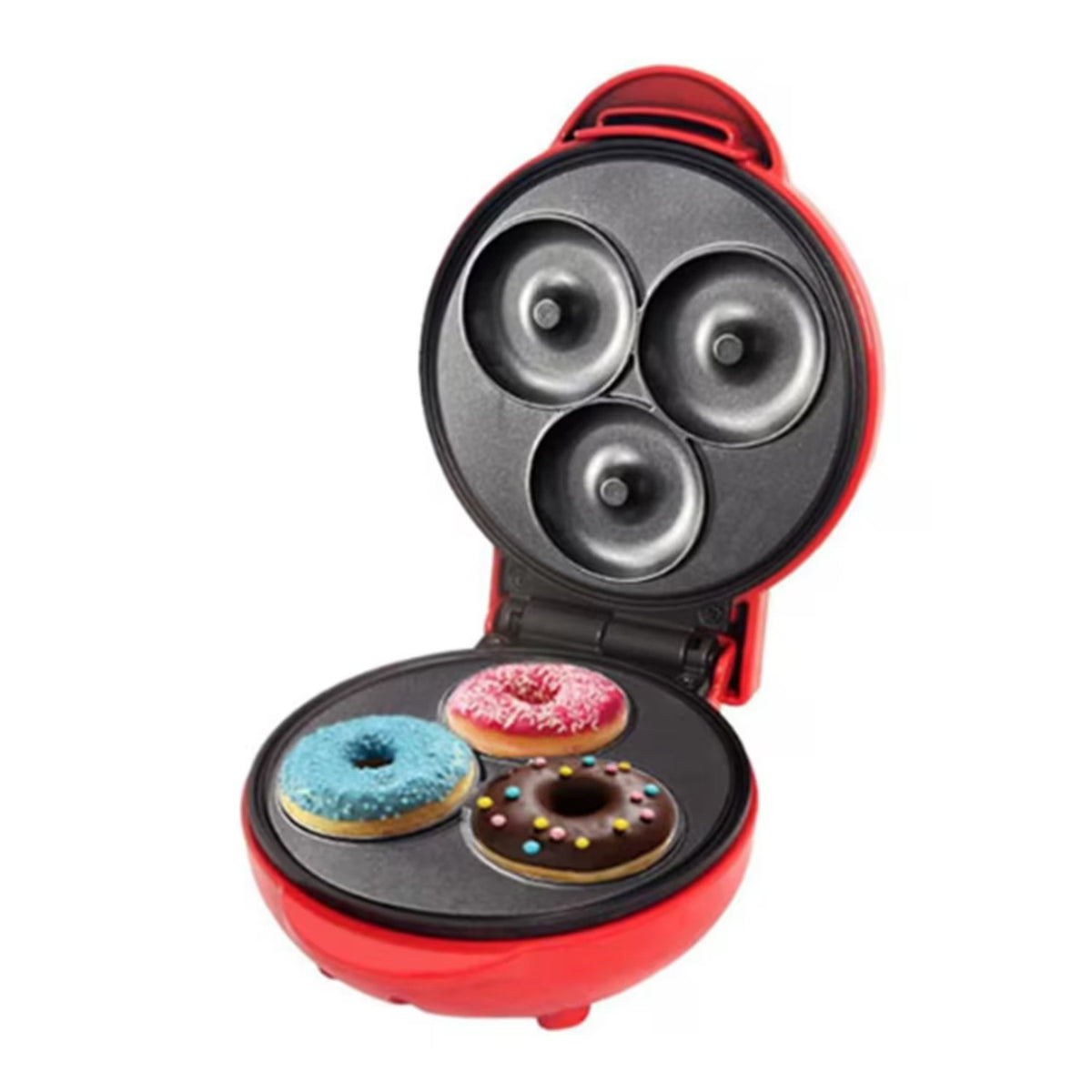 Mini Aparat de preparat gogosi, 3 orificii, antiaderent, 350W, 165x85x125mm, rosu