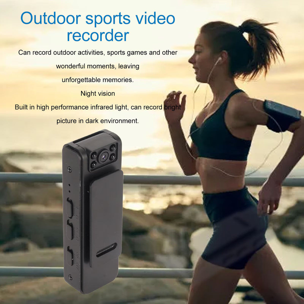 Camera video portabila 1080P,Wireless, Inregistrare Audio-Video, Night Vision, rotire 90°, negru