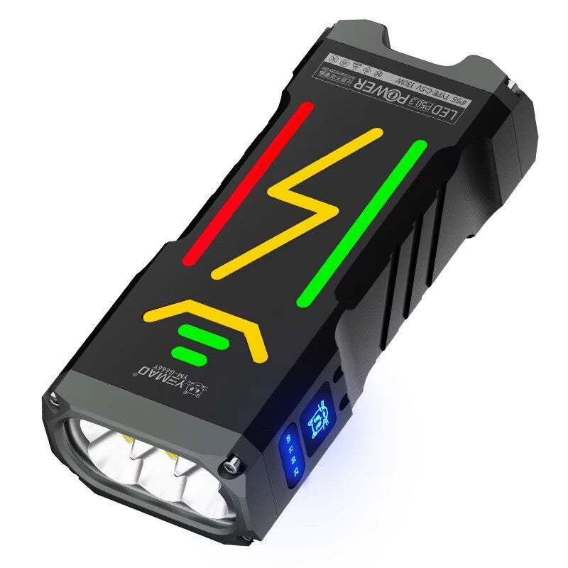 Lanterna Profesionala YM-G666, 6 LED uri P90, reincarcabila USB, din Aluminiu, Multifunctionala, Neagra
