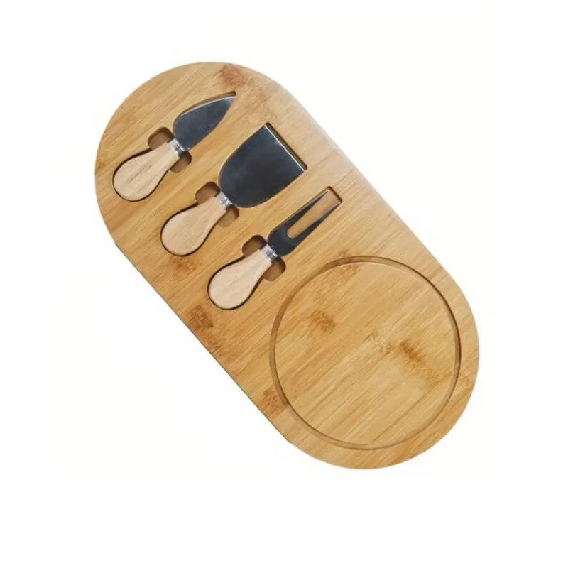 Platou de branzeturi cu ustensile pentru servire, din lemn, dimensiuni 36x18x1, 5 cm