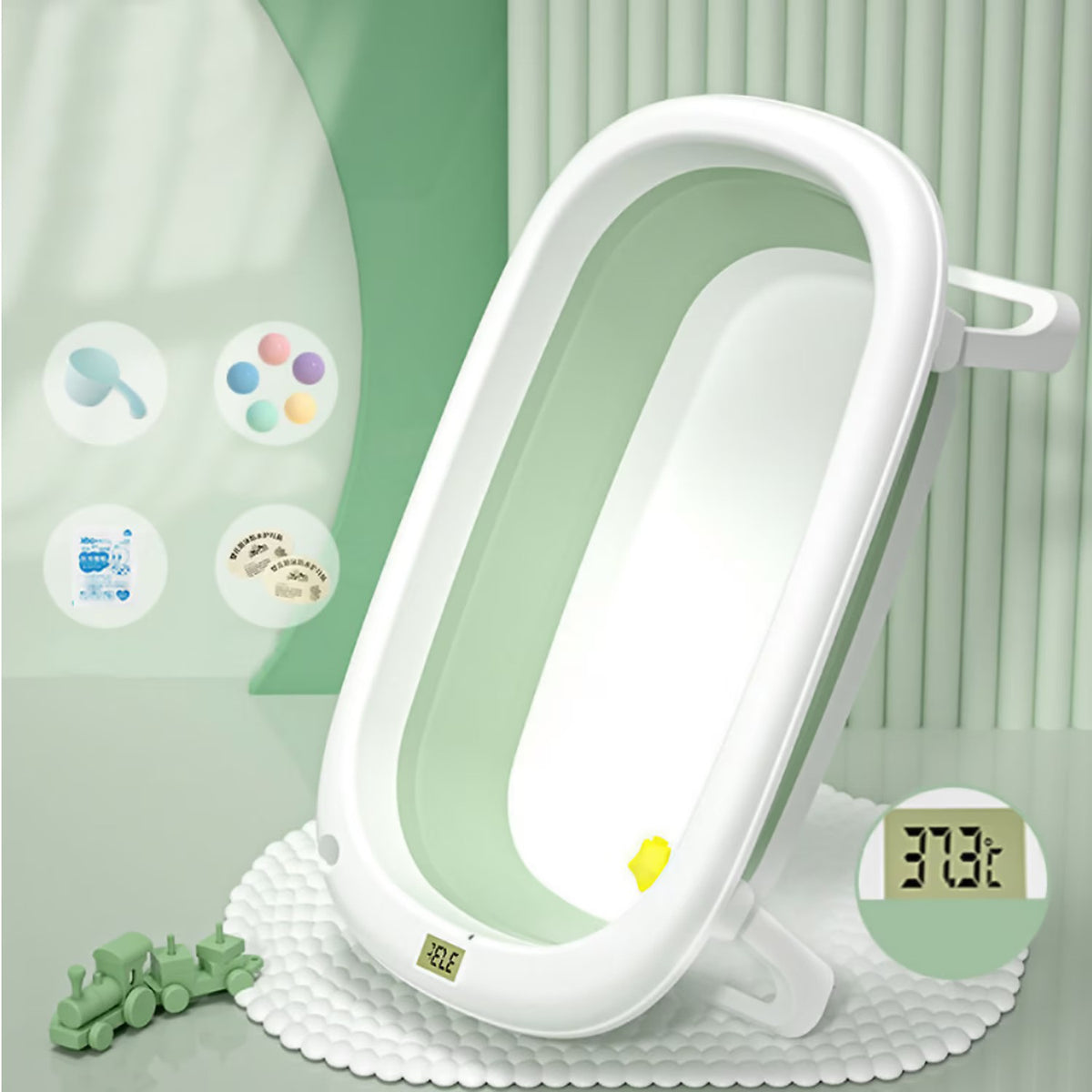 Cadita pliabila pentru bebelusi, cu suport pernuta, picioruse antiderapante