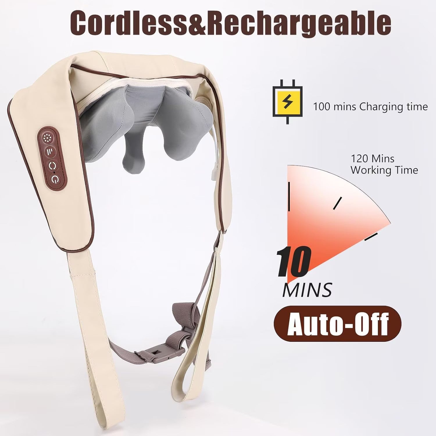 Aparat de masaj cervical 6D cu incalzire si vibromasaj, 3 intensitati, 2 moduri, silentios 45 dB, maro