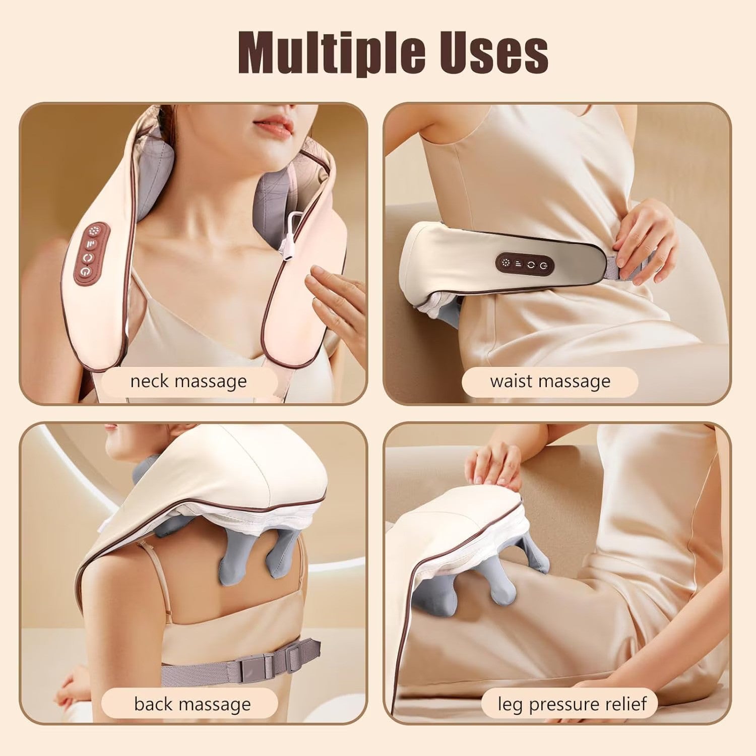 Aparat de masaj cervical 6D cu incalzire si vibromasaj, 3 intensitati, 2 moduri, silentios 45 dB, maro