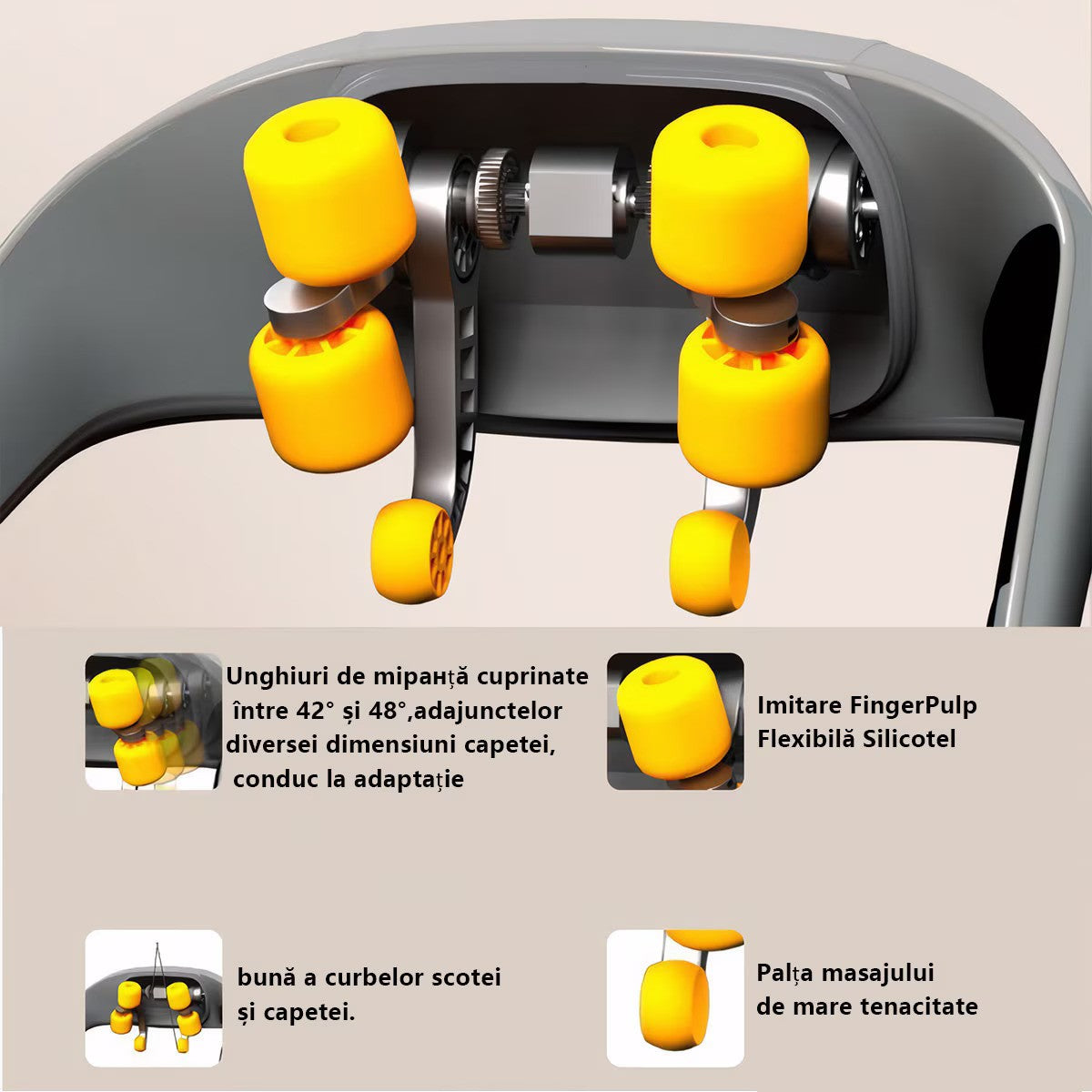 Aparat de masaj cervical 6D cu incalzire si vibromasaj, 3 intensitati, 2 moduri, silentios 45 dB, maro